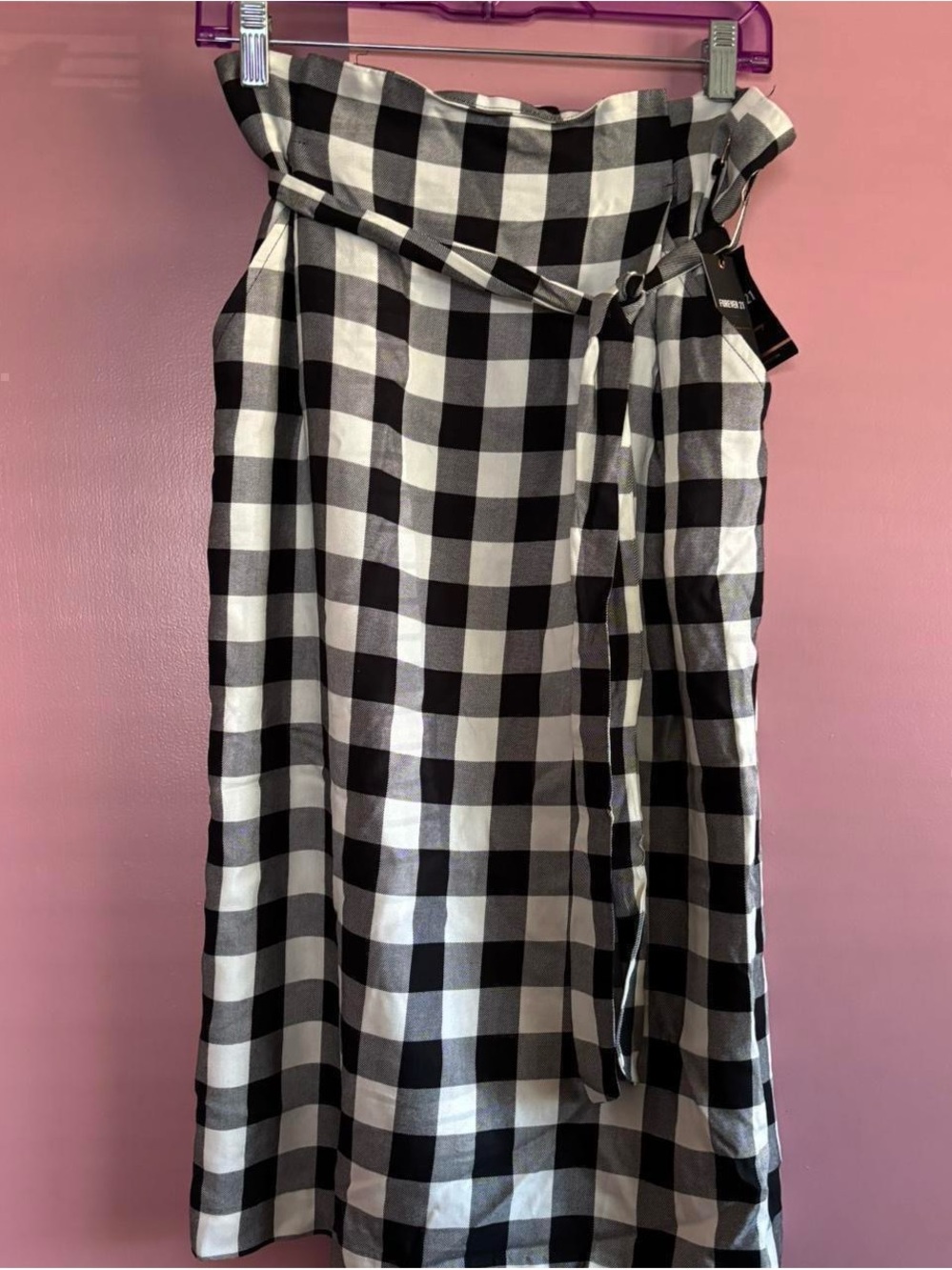 Forever 21 Black and White Gingham Waist-Tie Skirt - Picture 1 of 3